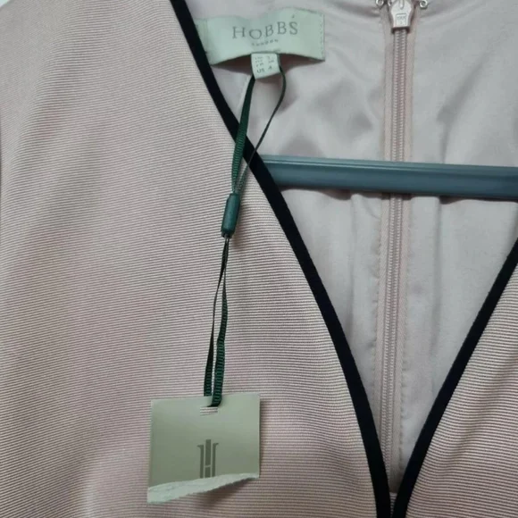 Hobbs pink/navy ribbed pencil dress.Size uk 8 - Picture 3 of 4